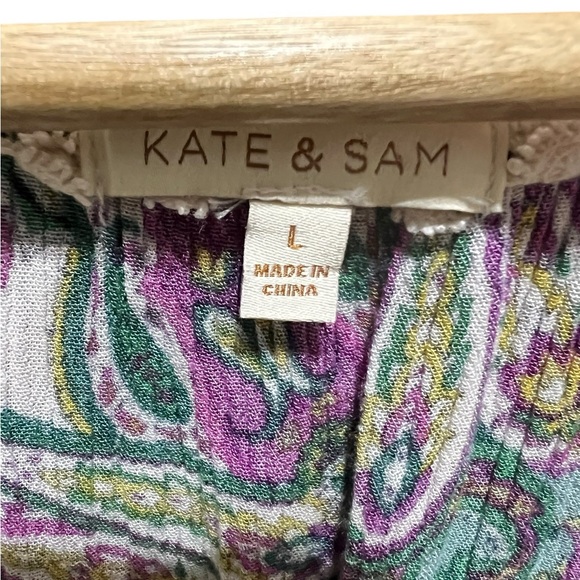 Kate and Sam Size L Boho Cottagecore Fairy Flowy Smocked Paisley Midi Dress - Picture 6 of 10